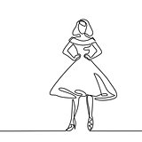 Silhouette of slender woman in midi dress