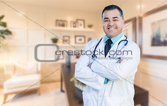 Handsome Hispanic Doctor or Nurse Standing in His Office