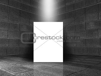 3D stone room interior with blank canvas