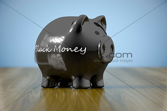 piggy bank with the word black money