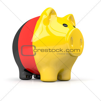 fat piggy bank in german colors