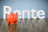piggy bank with the word pension in german language