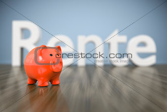 piggy bank with the word pension in german language