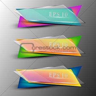 Set of colourfull transparent banners