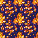 Autumn seamless pattern with fall leaves