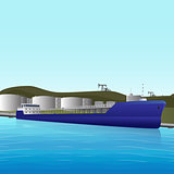 sea ââtanker loading at an oil storage 