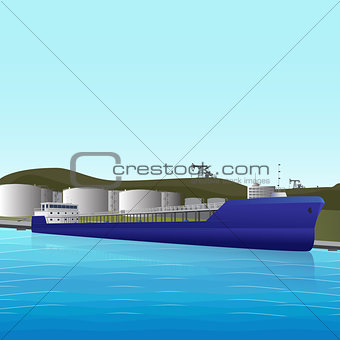 sea ââtanker loading at an oil storage 