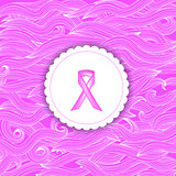 Pink Ribbon on White Paper Sticker.