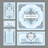 Calligraphic vintage floral wedding cards collection