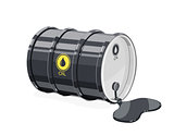 Black metal barrel for oil with spot.