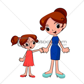 Mother and daughter holding hands on a walk