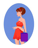 Portrait of woman on a shopping with bags