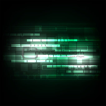 Geometry in technology concept on a dark green background.
