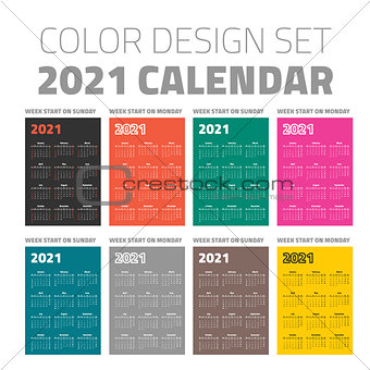 Color pocket calendar set 2021