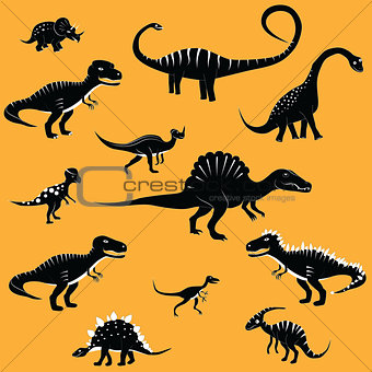 Dinosaur cartoon collection set vector illustration. comic tyrannosaurus fantasy.