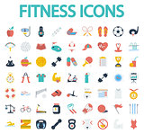 Fitness flat icons with long shadow for your website. Vector illustration.