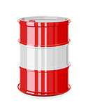 Red metal barrel.