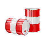 Two Red metal barrel.