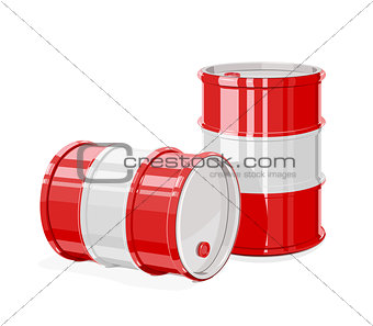 Two Red metal barrel.