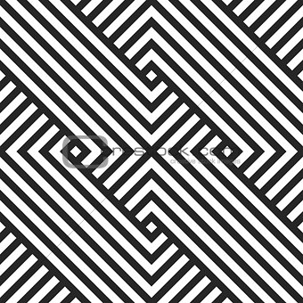 Geometric seaamless vector pattern. Black and white striped texture.