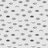 Eyes seamless vector pattern. Memphis fshion style 80-90s.