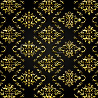 Seamless Golden Damask Pattern Background