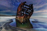 Peter Iredale Shipwreck Under Starry Night Sky
