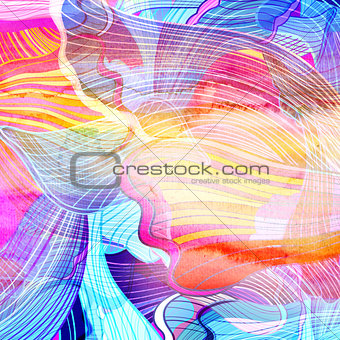 Abstract watercolor background with colorful wave