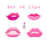 Bright vector set of different lips 
