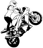 Motorbike Girl On The Rear Wheel