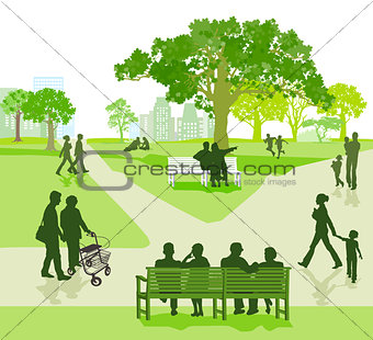 Generation together in the park, illustration