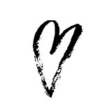 Grunge hand drawn ink heart. Valentine day dry brush print. Vector grunge illustration.