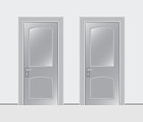 Two doors on a white background