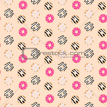 Seamless vector pattern sweet glazed donuts.