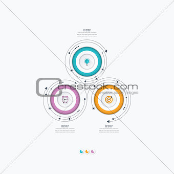 Infographics template 3 options with circle