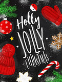 Poster holly jolly christmas chalk
