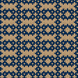 Knitting seamless pattern in beige and blue