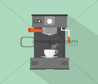 coffee maker machine flat with long shadow