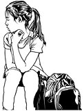 School Girl with Backpack