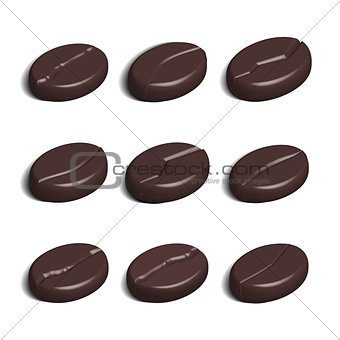 Coffee beans in 3D, vector illustration.