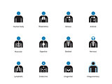 Medical infographic duotone icons on white background.