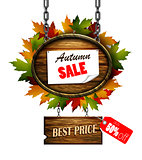 autumn sale wooden signboard