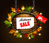 autumn sale wooden signboard