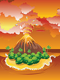 Cartoon Volcano Eruption