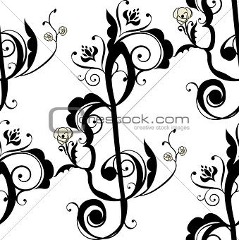 Music Notes Floral Ornament