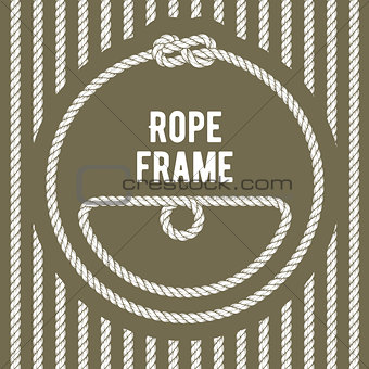 Retro round rope frame with knot on stripy background
