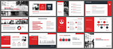 Red presentation templates and infographics elements background.