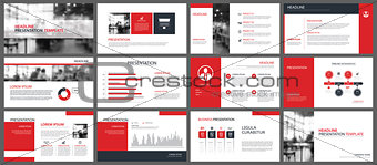 Red presentation templates and infographics elements background.