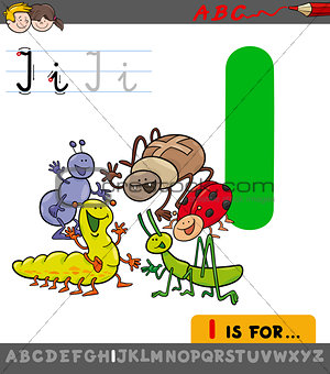 letter i with cartoon insect characters