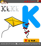 letter k with cartoon kite toy object